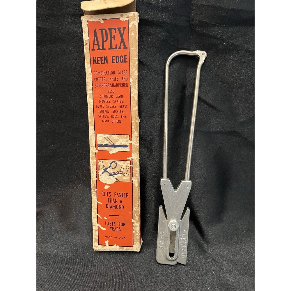 Apex Vintage KEEN Edge Scissor Tool Sharpener Glass Cutter USA 1749442 with Box